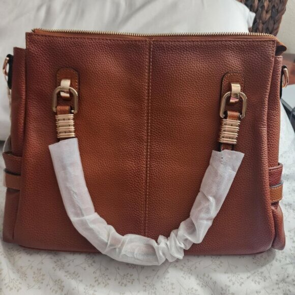 🆕Women Orange Brown Genuine Leather Purses and Handbags Tote Shoulder Bag - Picture 5 of 11
